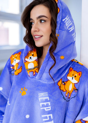  Lila Hunde Hoodie Decke