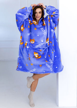  Lila Hunde Hoodie Decke