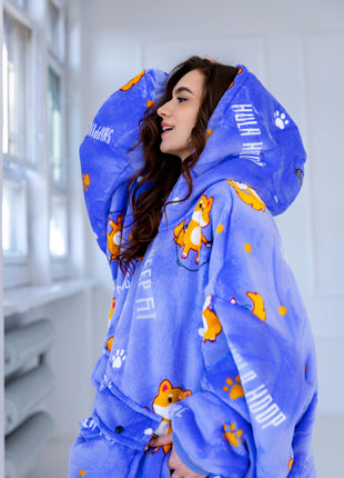  Lila Hunde Hoodie Decke