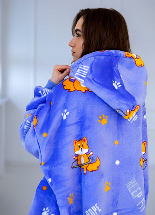  Lila Hunde Hoodie Decke