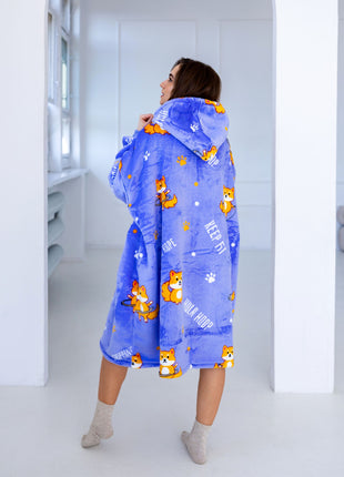 Lila Hunde Hoodie Decke