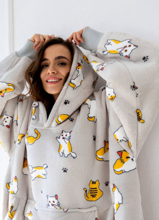 Süße Katzen Hoodie Decke