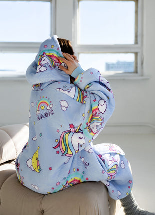 Lila Einhorn Hoodie Decke