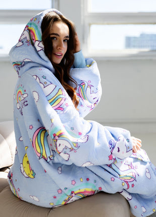 Lila Einhorn Hoodie Decke