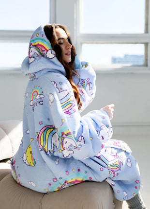 Lila Einhorn Hoodie Decke